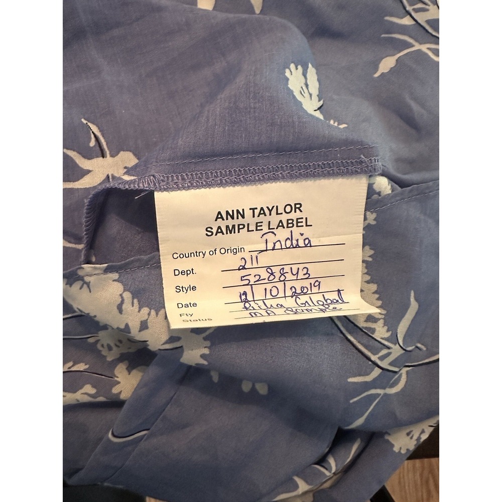 Ann Taylor Floral Tie Neck Puff Sleeve Blouse Top Size S sample Blouse Tag - Picture 11 of 12